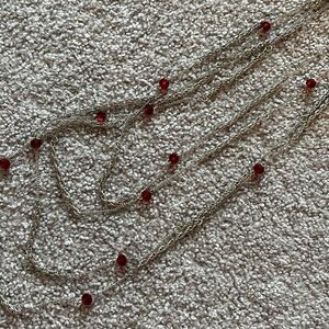 Silver and Red multi strand statement necklace